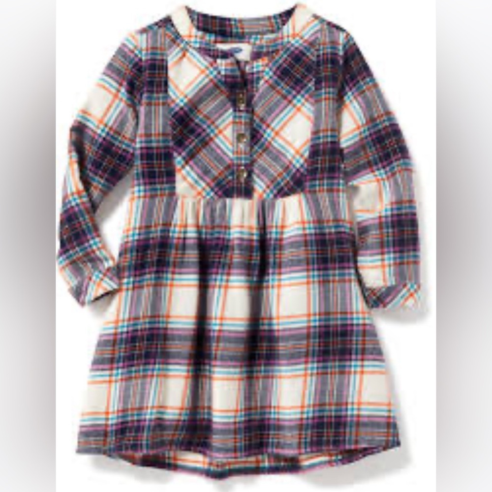 Old Navy Plaid Flannel Shirt Dress for Toddler Girls 3T